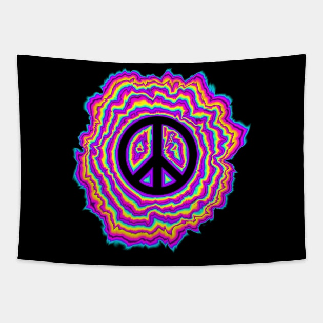 psychedelic transparent pink peace sign Tapestry by DrewskiDesignz