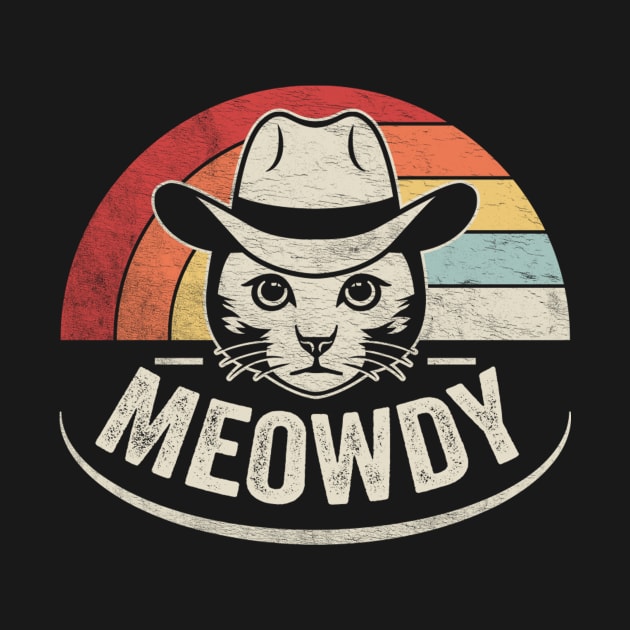 Retro Vintage Cat Meowdy Funny Country Side Cat Hat Cowboy Cat by SomeRays