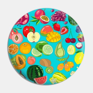 Fruits Paradise in Turquoise Blue Pin