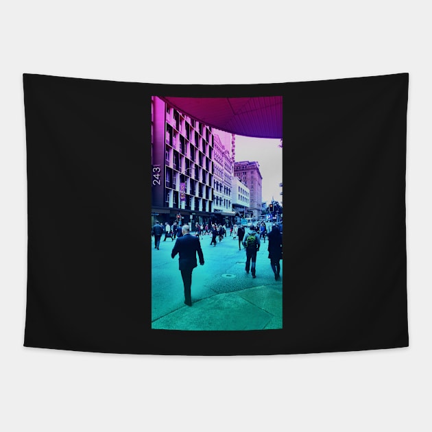 Pastel Brisbane City Print - Edward Street Tapestry by annaleebeer