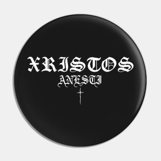 Xristos Anesti Christ Is Risen Gothic Cross Pin