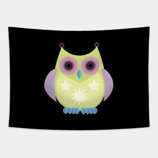 Star Owl - Green Purple Blue Tapestry
