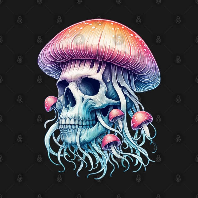 Pastel Goth Mushroom Skull Jellyfish by TomFrontierArt