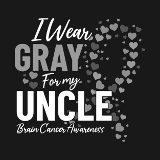 I Wear Grey for My Uncle Gray Ribbon Brain Tumor Awareness T-Shirt