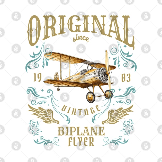 Vintage Biplane Flyer by Apache Sun Moon Rising