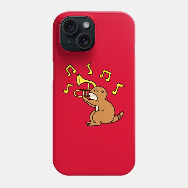 Squirrel playing trombone Phone Case by Andrew Hau