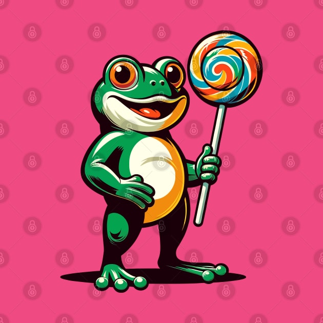 Cute frog with a lollipop by Art_Boys