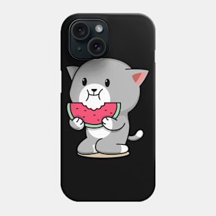 cat eating watermelon Phone Case