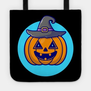 Cute Witch Pumpkin Halloween Cartoon Vector Icon Illustration Tote