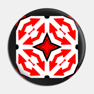Star Arrow Red White Abstract Art Pattern Pin
