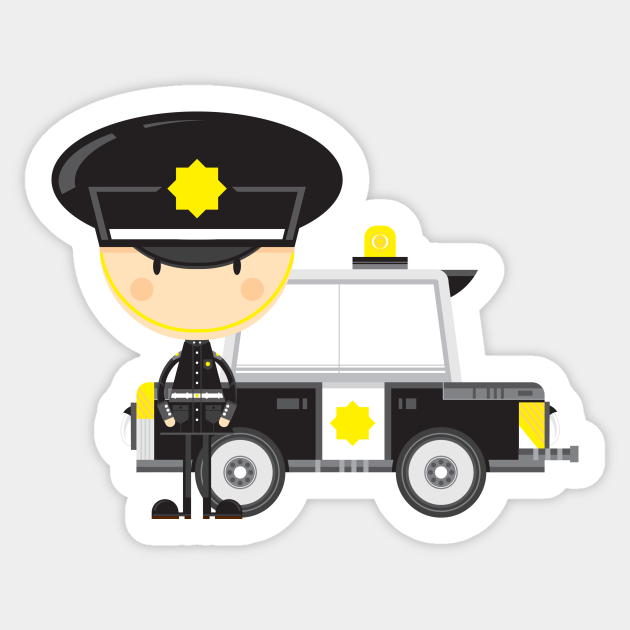 Cartoon Policeman And Police Car Policeman An Police Car Sticker Teepublic Uk Thank heaven there are just so many full moons in a year! teepublic