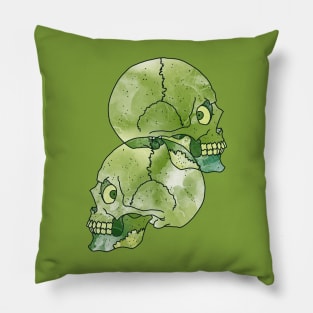 Two green skulls Pillow