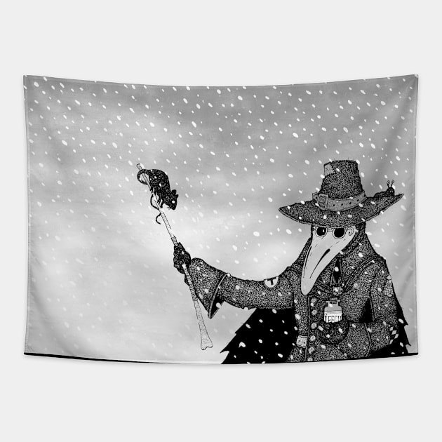 Plague Doctor in the Snow Tapestry by djrbennett