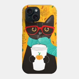 Autumn Coffee Black Cat Phone Case