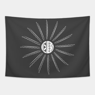 Minimal boho tribal sun design white Tapestry