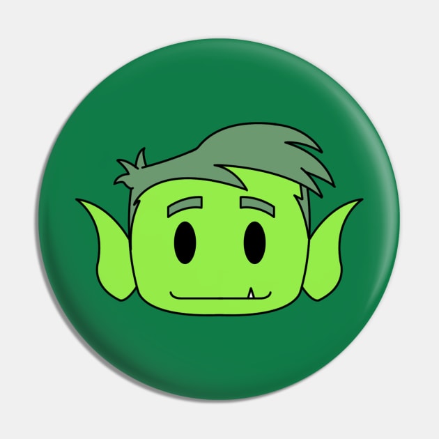 Chibi Beast Boy Head Pin by schnln01