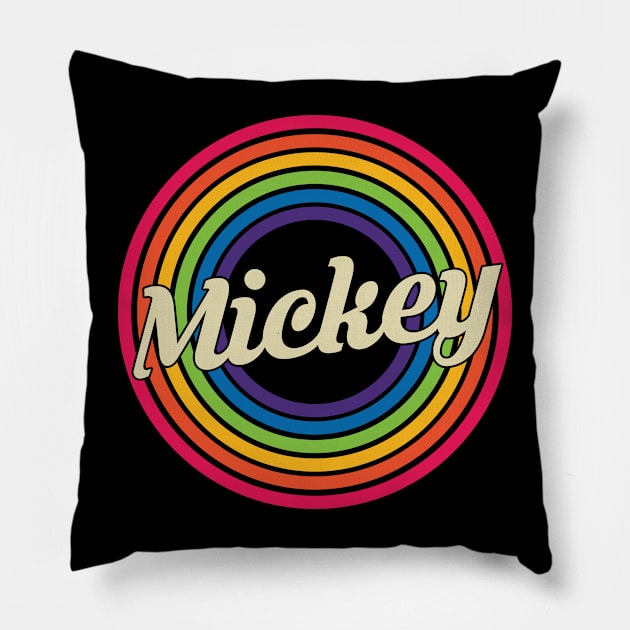 Mickey - Retro Rainbow Style Pillow by MaydenArt