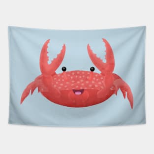 Cute red spotty crab cartoon illustration Tapestry