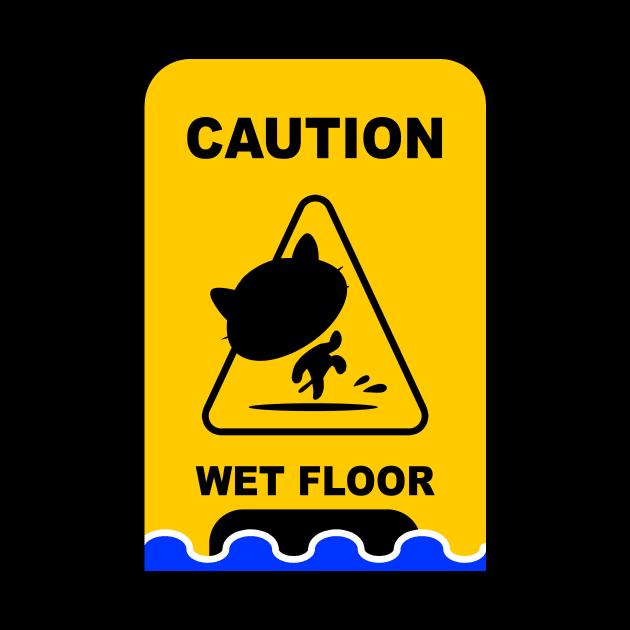 Caution Wet Floor Sign Cat Version by escic