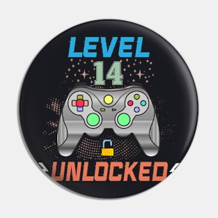 Level 14 Unlocked 14th Birthday Gamer Gifts 14 Year Old Boys Pin