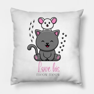 Cute Rat and Cat Couple Sticker Pillow