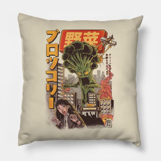 The Broccozilla - Broccoli Attack Pillow by Ilustrata