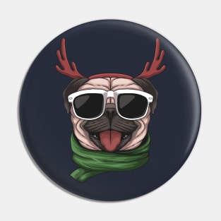 Christmas Pug Dog Pin