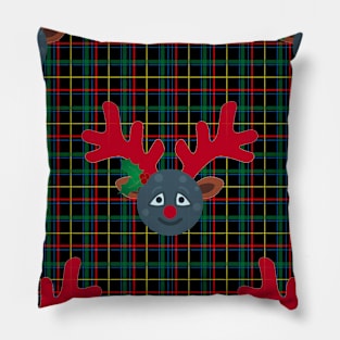 plaid christmas reindeer moon emoji Pillow