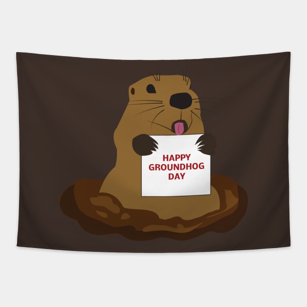 Happy Groundhog Day Tapestry by dddesign