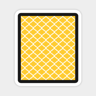 Mustard Yellow White Quatrefoil Pattern Magnet