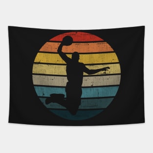 Basketball Player Silhouette On A Distressed Retro Sunset product Tapestry