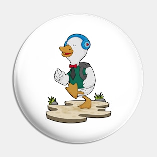 Duck as Hiker with Backpack Pin