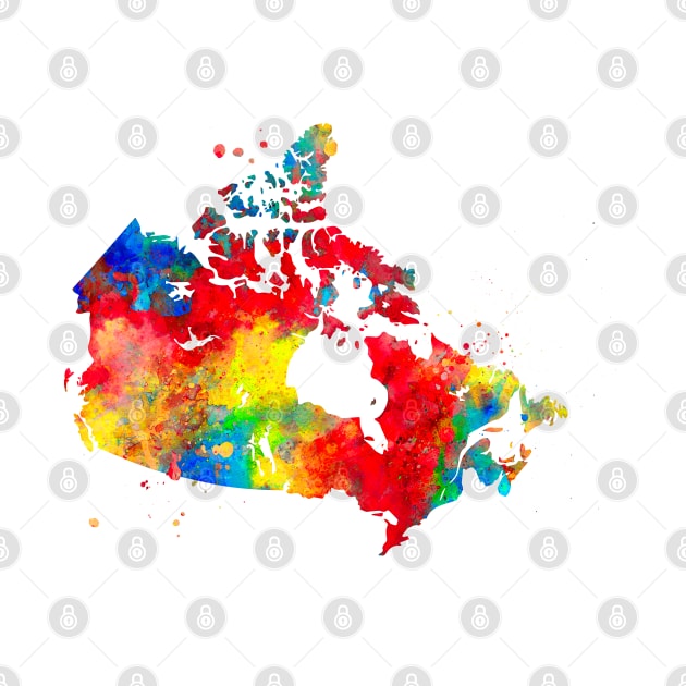 Canada Watercolor Map Painting by Miao Miao Design