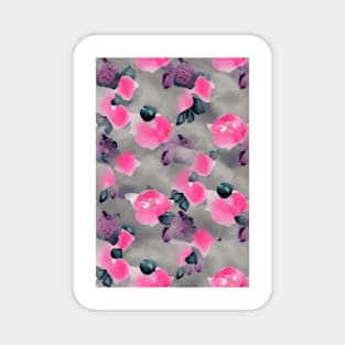 Pink and Grey Watercolor Floral Pattern Magnet