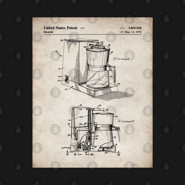 Coffee Maker Patent - Coffee Lover Kitchen Cafe Decor Art - Antique by patentpress