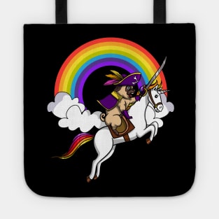 Pug Dog Pirate Riding Unicorn Tote