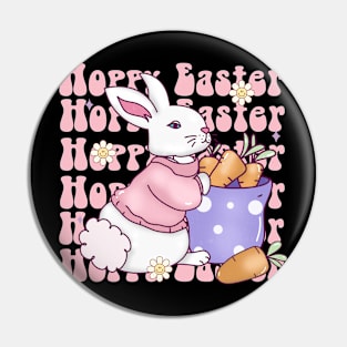 Hoppy Easter Bunny Carrot retro Pin