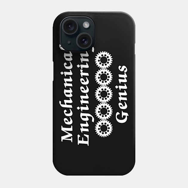 Mechanical Engineering Genius White Text Phone Case by Barthol Graphics