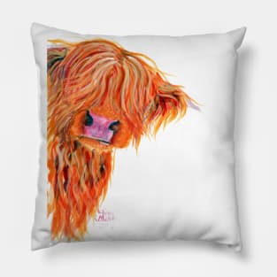 Scottish Hairy Highland Cow ' PeeKABOO ' by Shirley MacArthur Pillow