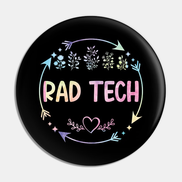 Rad Tech cute floral watercolor Pin by ARTBYHM