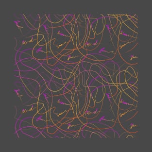 Abstraction with doodles in orange and violet colors T-Shirt