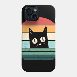 Vintage Cat Shirt | Retro Style T-Shirt | Black Cat Shirt | Cat Shirt | Cat Lover | Design B Phone Case