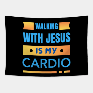 Walking With Jesus is My Cardio | Funny Christian Workout Tapestry