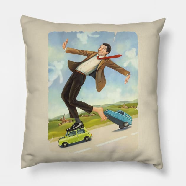 Mr Bean Flaying Pillow by sabargeh