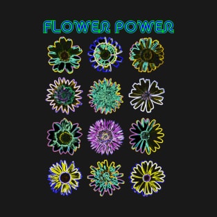 Flower Power Neon Psychedelic Flowers T-Shirt