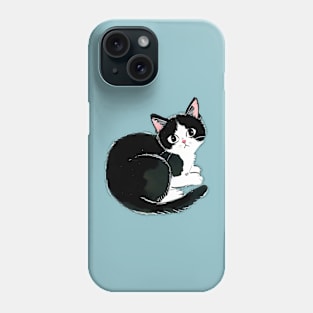 Cute Tuxedo Cat With Shrimp-like shape Phone Case