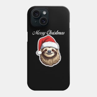 Sloth Wearing Santa Hat - Merry Christmas (White Lettering) Phone Case