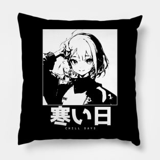 "Rainy Days" Aesthetic Manga Girl Lofi Pillow