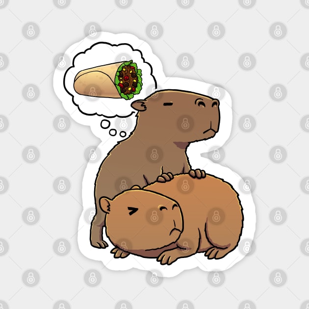 Capybara hungry for Burrito Magnet by capydays