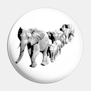 Elephant Family in Procession | African Wildlife Pin